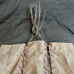 Pretty Little Thing  Stone Bodycon Strapless Lace Up Mini Dress US Size 8 Photo 5