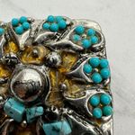 Faux Turquoise Studded Silver Tone Belt Buckle Photo 4