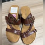 Annie Griffin Annie Comfort NWT Brown Faux Leather Cork Sole Wedge Espadrille Sandals Photo 2