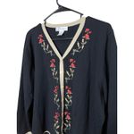 Dressbarn Black Floral Embroidered Button Cardigan Sweater Women's Size 14/16 Photo 1