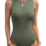 ReoRia Olive Green Sleeveless Bodysuit Photo 0