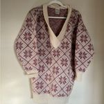 American Vintage Vintage 60s Hilda LTD Icelandic Snowflake Print Sweater Dress Sz M Pastell Pink Photo 0