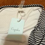 Cupshe Black And White Stripe High Waisted Bikini Bottom Size S NWT Stretch Photo 5