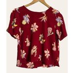 Madewell  Red Birds of Paradise Floral Print Button Up Short Sleeve Top Size S Photo 3