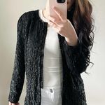 Vintage Black Sequin Silk Cocktail Blazer sz Small Photo 1