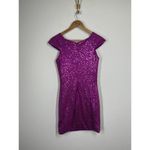 La Femme  Magenta Sequin Mini Short Cocktail Dress Size 6 Party Style 19464 Photo 4