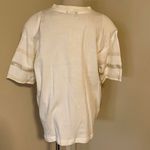 Shannez Vintage  Bedazzled top  T Shirt One Size Cotton White Gold Beads Photo 3