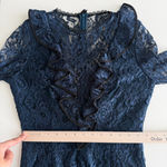 Alexis  Bodysuit Womens Small Navy Lace Ruffle Pollie Illusion Long Sleeve Top Photo 9
