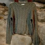 Ashley by 26 International  Vintage Green Cropped Cable Knit Long Sleeve Sweater Photo 0