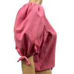 Free People  Pink Kitty Tee Cropped Puff Short Sleeve Tie Front Top Womens Small Photo 6