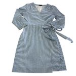 J.Crew Dress Womens Size 6 Blue White Striped Cotton Poplin‎ Wrap Photo 1