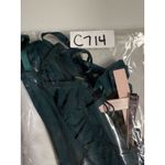 Victoria's Secret  Corset Bodysuit L Satin Sheer Mesh Green Plunge V-neck‎ Lace Up Photo 4