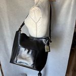 Ralph Lauren  Cowhide Black Leather Hobo shoulder Bag Double Strap Sleek Photo 6