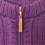 St. John Zip Front Cable Knit Purple Wool Blend Cardigan Size Small Photo 2