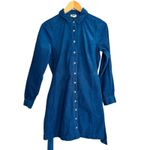 NWT J. Crew Long Sleeve Corduroy Shirt Dress Button Front Seaport Blue Size 2P Photo 1