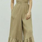 Anthropologie 100% cotton gauze olive green smocked jumpsuit Photo 0