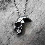 Retro Half Skull Gothic Punk Necklace Metal Skull Pendant Steampunk Jewelry Photo 3