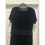 Sag Harbor  Size 16 Velvet Formal Dress Navy Blue Beaded Wedding Holiday Modest Photo 2