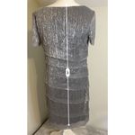 Women’s Metallic Tinsel Silver Shift Tiered Dress 10 Photo 5