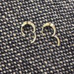 Yellow gold Huggies with rhinestones and a blue star Photo 1