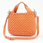 Vince Camuto Miki Puffy Weave Leather Tote Bag in Orange Ochre NWT Photo 0