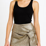 MNG Casual Metallic Textured Mini Skirt with Bow Detail Women's Size XS Gold Photo 0