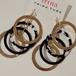 Trina Turk 💕TRINA By 💕 Graphic Geos Cascading Hoop Earrings Gold and Black NWT Photo 2