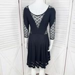 Free People To The Point Lace Cutouts Stretch Skater Dress Black Small Gothic Photo 4