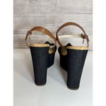 Michael Kors Denim Cork Wedge Sandals Size 9 Ankle Strap Espadrille Heels Photo 5