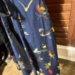 Eshakti  Fit n Flare Bird Print Dress Size 0 XS black navy blue tie belt Photo 3