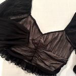 Meraki‎ Illusion Ruched Crop Top Women's XL Black Lined Sweetheart Neckline Photo 2