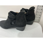 Womans Forever Size 7.5 Black Faux Suede Two Buckle Band Zip Western Ankle Boots Photo 3