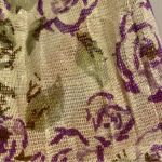 Gold Purple Floral Metallic Tassel Scarf Womens One Size Photo 4