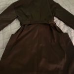 ZARA black satin thick belted shirt dress women’s small Photo 2