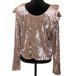 The Vanity Room NEW Size Small Pink Ruffle Long Sleeve Velvet Top Photo 1