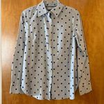 Talbots Long Sleeve Shirt Button Down Top Gray Blue Polka Dot Dots Size XS Photo 0