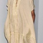 ZARA ZW Collection Kaftan Tunic Maxi Dress in Butter Yellow Stripe NWT Sz. S Photo 0