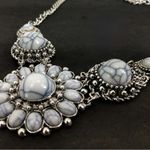 Silver and White Statement Necklace Photo 2