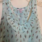 Candie's Womens Tank Top S Small Light Teal With Ice Cream Cones Pastel Print Photo 2