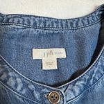 J. Jill Crewneck Denim Chambray Button Up Blouse Size L Casual Tunic Lightweight Blue Size L Photo 2