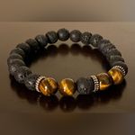 Tigers Eye Stone & Lava Rock Bracelet Black Photo 0