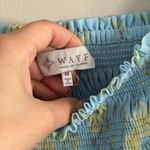 WAYF  Smocked Floral Teal Short Puff Sleeve Top Size Medium Photo 2
