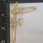 Pair of Gold Safety Pin with Rhinestone Cherry Photo 6