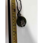 Jade‎ Donut & silver bear paw pendant necklace unisex women men AOS Photo 1