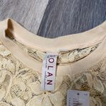 Anthropologie Lace Floral Cropped Cream Top Small Boho Cottagecore Dainty Classy Photo 6