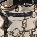 ZARA  Cream Black Brown Chain Link Horsebit Print Satin Tunic Top Coverup Blouse Photo 5