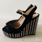 Tory Burch Black Velvet Polka Dot Wedge Heel Platform Sandal - US 6.5 Photo 6