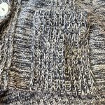 Vintage 100% Wool Knit Cardigan Sweater Marled Gray Knit Large Buttons Black Size M Photo 4