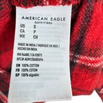 American Eagle 100% Cotton Red Plaid Long Sleeve Cropped Button Up Flannel Sz S Photo 6