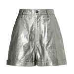 Ba&sh Elric Silver Metallic Leather Mid Rise Shorts Size Small Photo 4